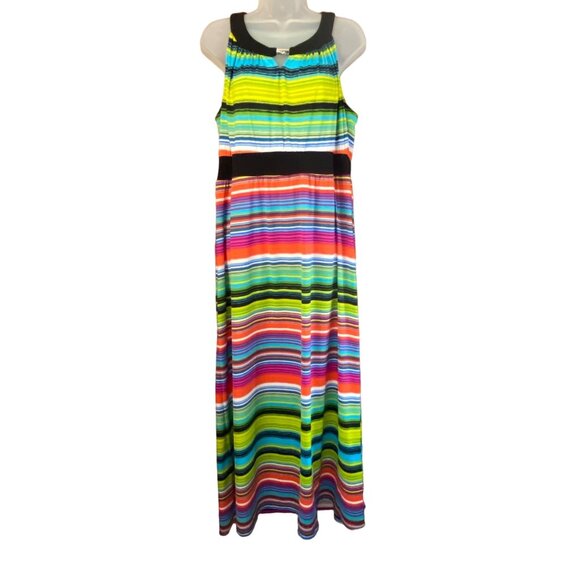 New Directions Dress Womens Petite PXL Maxi‎ Sleeveless Multicolor Striped Boho - Picture 1 of 13